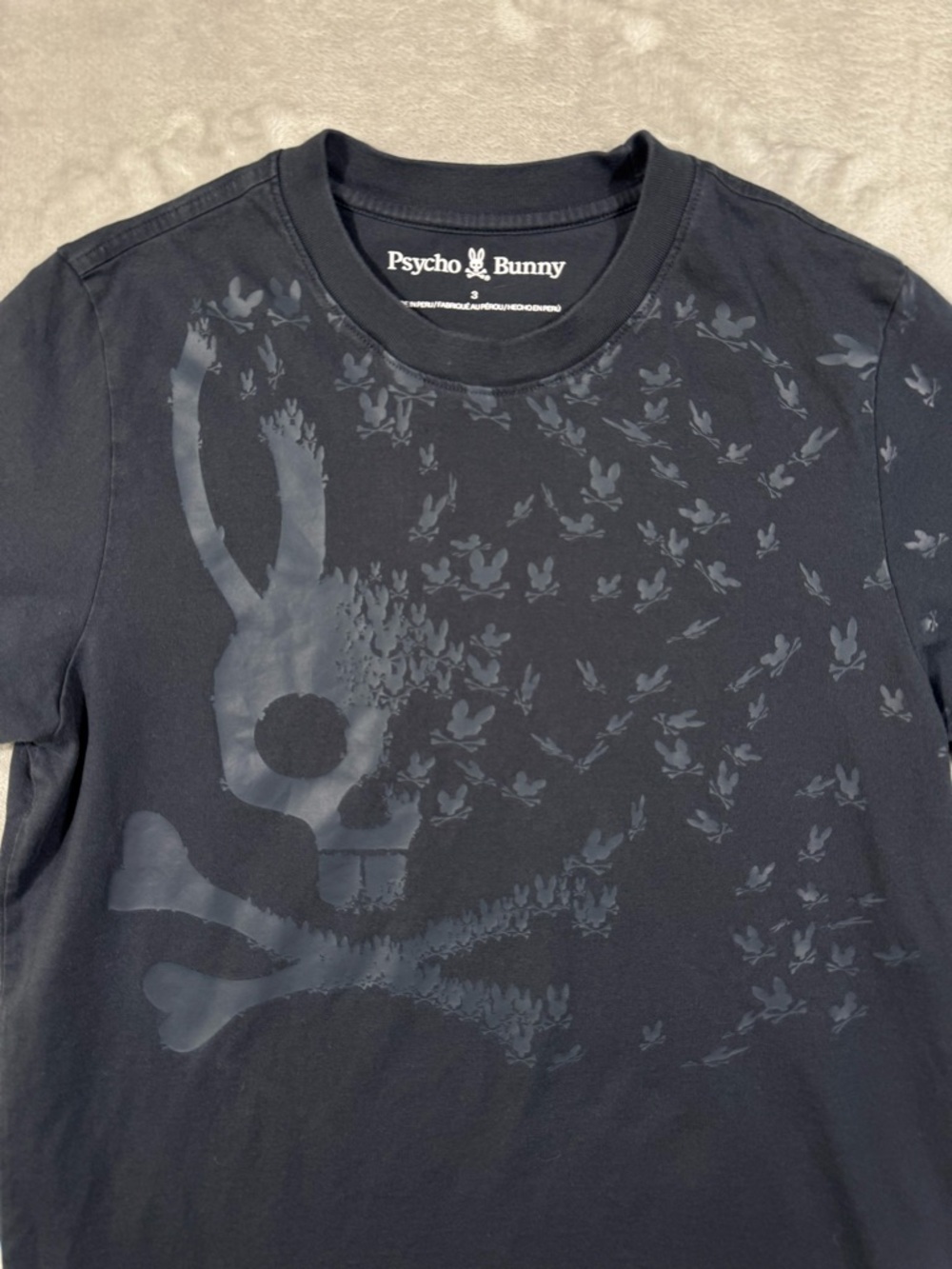 Psycho Bunny Mullen Graphic T-Shirt Men’s Size XS (3) Black Pima Cotton